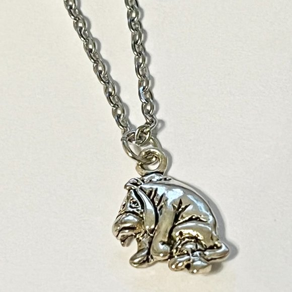 Vintage Disney Eeyore Winnie The Pooh Necklace Charm Silver Disneyana Donkey 18" - Picture 2 of 6